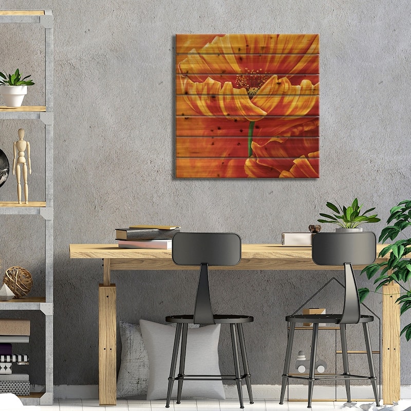 Poppies In Bloom I Print On Wood by Beatrix Frederiks - Multi-Color