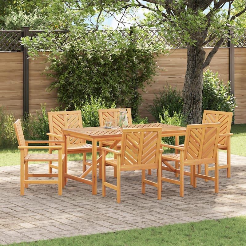 vidaXL Garden Dining Set 6/8 pcs Brown Medium/Standard Solid wood - 23.2 x 24.6 x 35.0 - Wood Medium