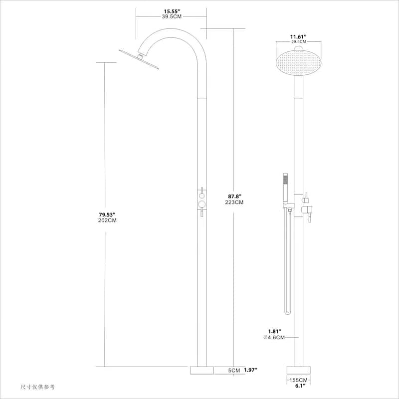 Freestanding Outdoor Shower System, Outdoor Shower Fixtures with Shower Head and Handheld