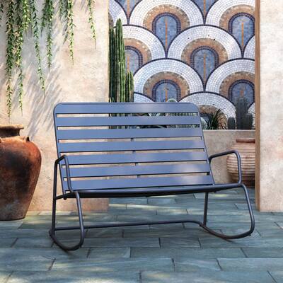 The Novogratz Poolside Gossip Collection Roberta Outdoor/Indoor Rocker Loveseat