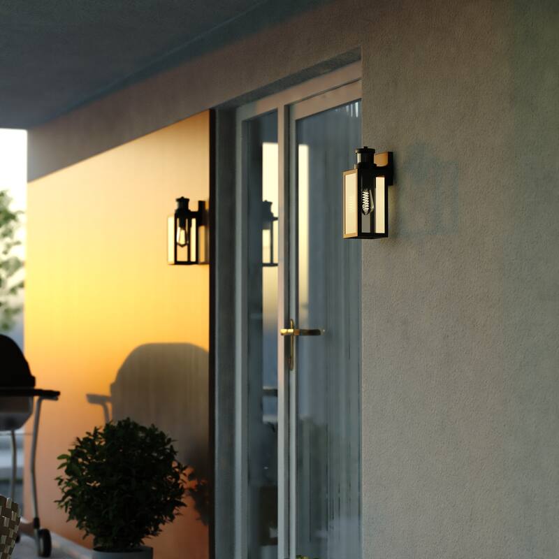 Lombard 4.75-in. 1 Light Black Motion Sensor Dusk to Dawn Outdoor Wall Lantern Clear Glass - 4.75-in W x 13-in H x 5.5-in D