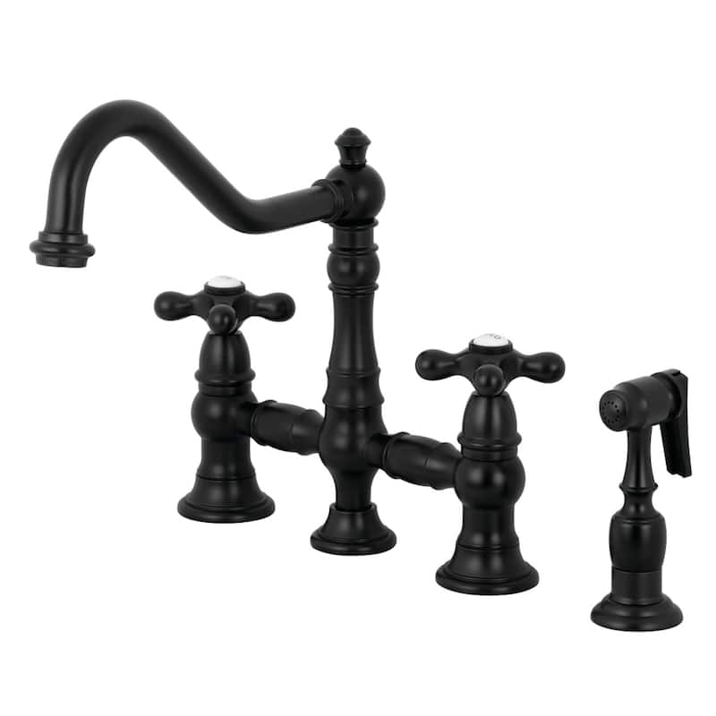 Kingston Brass Restoration Bridge Kitchen Faucet - Matte Black