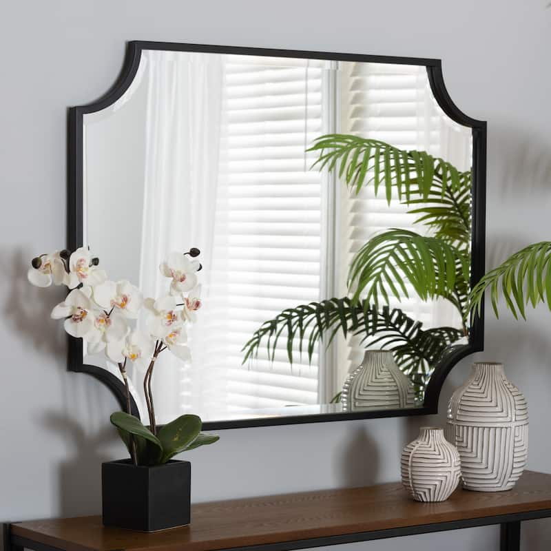 Parcenet Modern Black Finished Metal Accent Wall Mirror