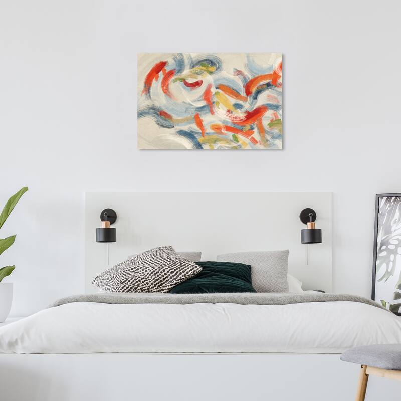 Wynwood Studio Canvas Animals Colorful Flowing Pond White and Cream White Nautical & Coastal Wall Art Canvas Print - 24 x 36