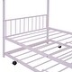 preview thumbnail 69 of 82, Twin/Full Size Metal House Bed with Twin Size Trundle, Playhouse Bed Montessori Bed House Platform Bed with Roof Frame for Kids