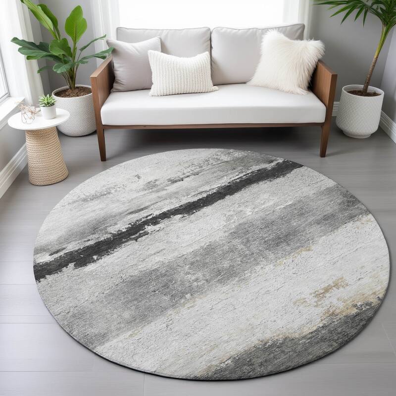 Machine Washable Indoor/Outdoor Watercolor Ombre Chantille Rug