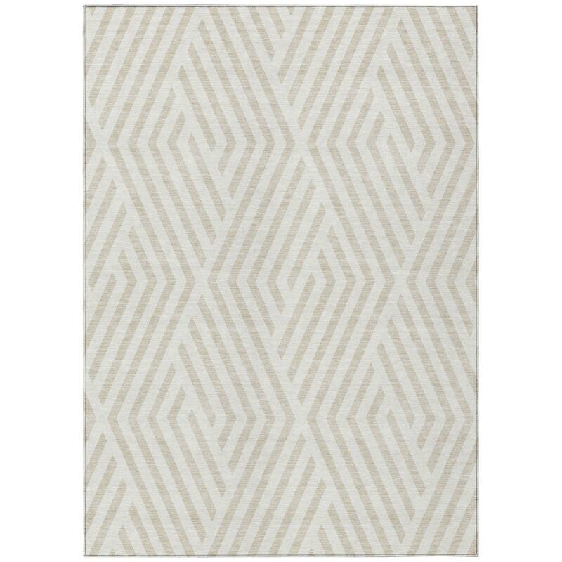 Machine Washable Indoor/ Outdoor Modern Diamonds Chantille Rug