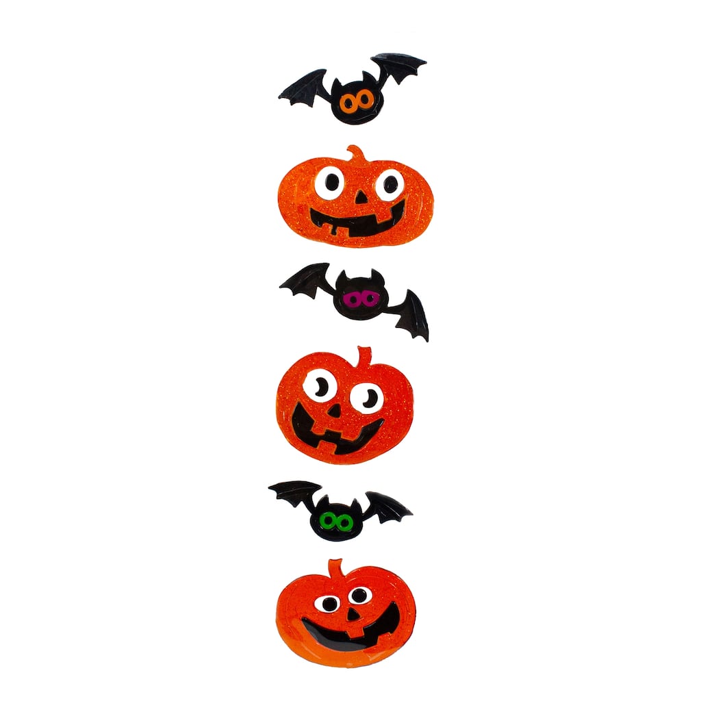 6-Piece Jack-O-Lantern and Bats Halloween Gel Window Clings