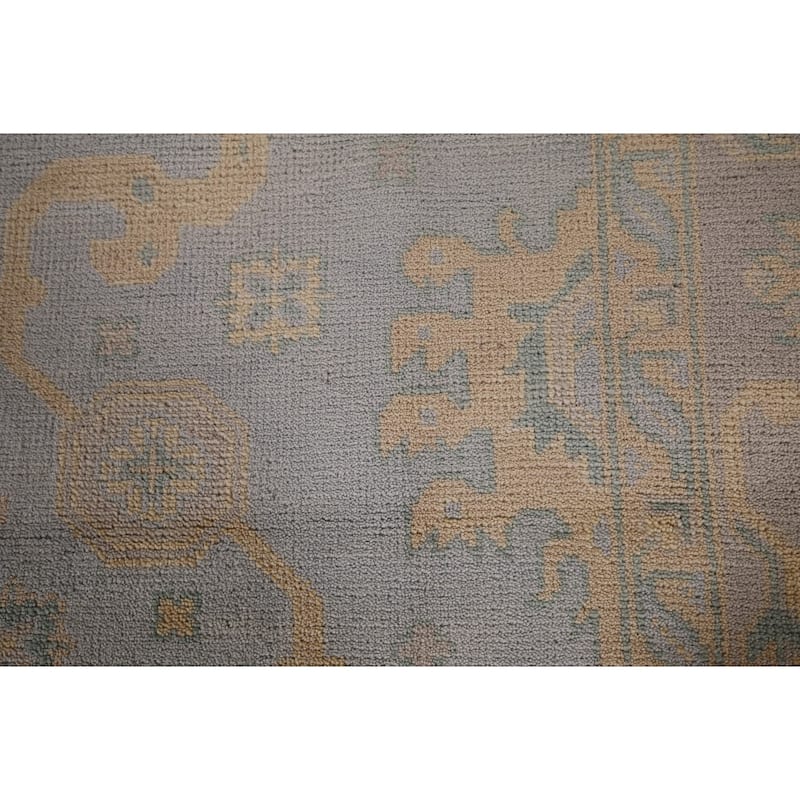 All-Over Oushak Area Rug Hand-Knotted Wool Carpet - 8'2"x 9'9"