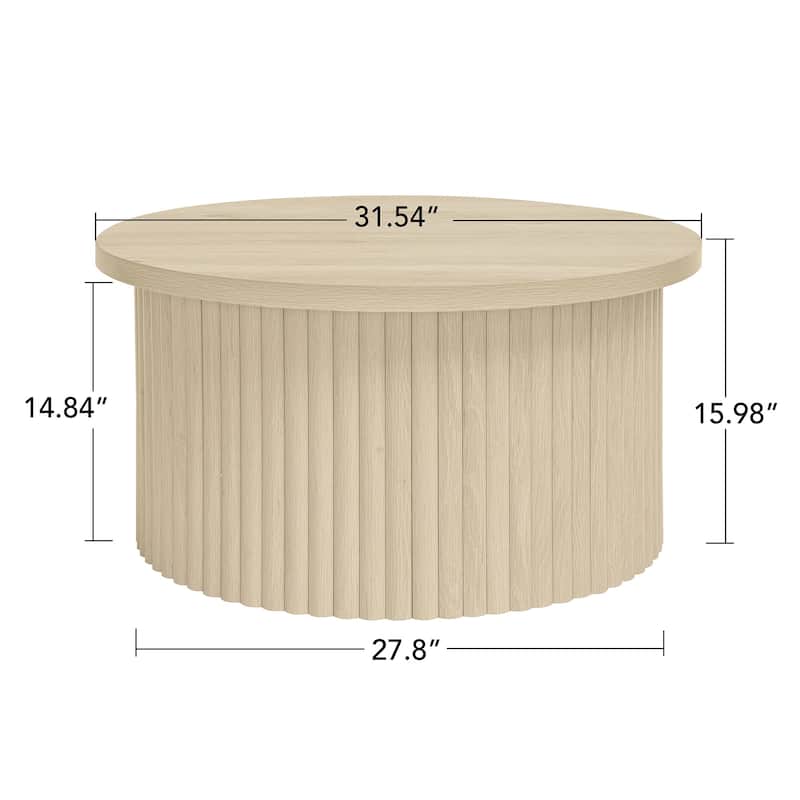 Roomfitters Round Coffee Table, Modern Accent Side Table, Wooden Center Table