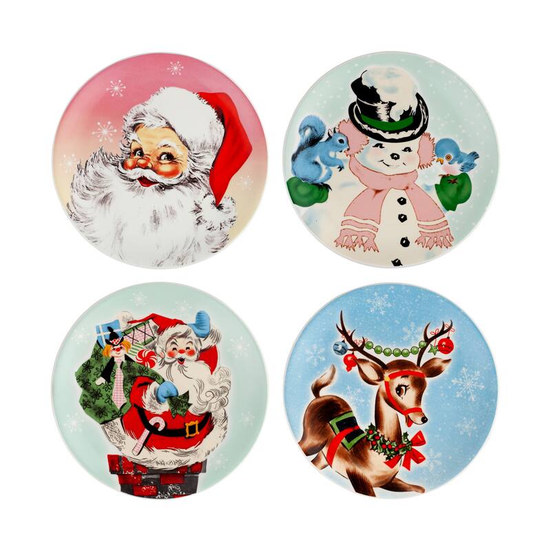8" Set of 4 Ceramic Pastel Plates