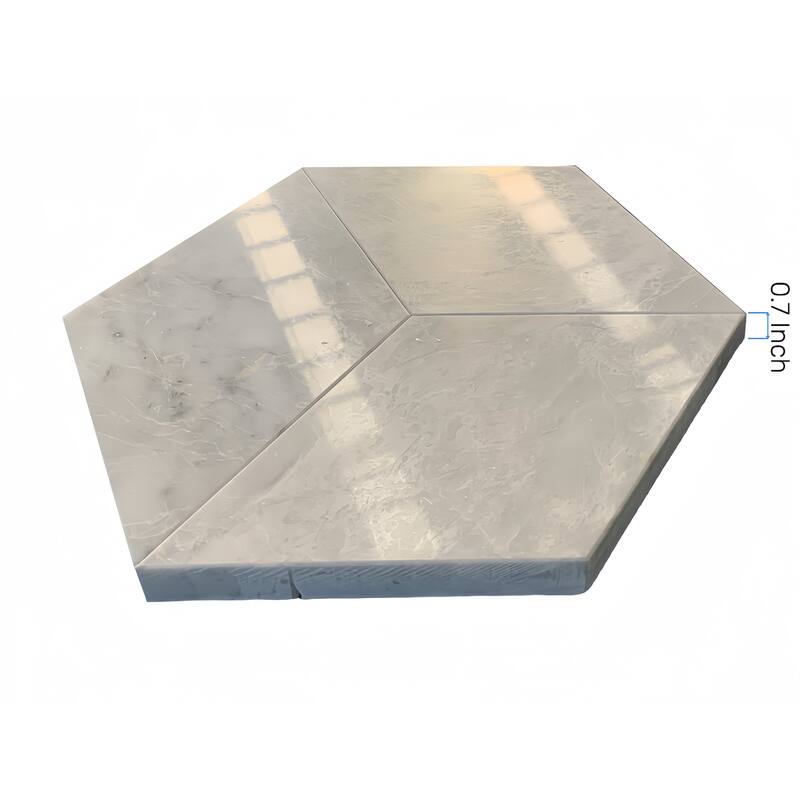 Roomfitters Hexagon Marble Tile for Wall and Floor, Polished Natural Stone, Genuine Marble, 12-Piece Box, Carrara Gray