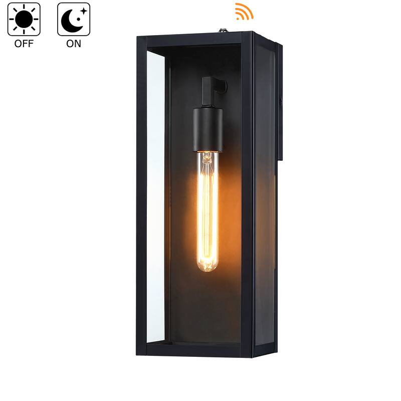 1-Light 12.76in Outdoor Wall Light with Matte Black Finish & Clear glass shade