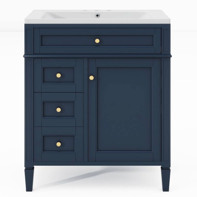 Plywood Freestanding Bathroom Vanity Set in Maple with Mirror Cabinet - 30" x 18"