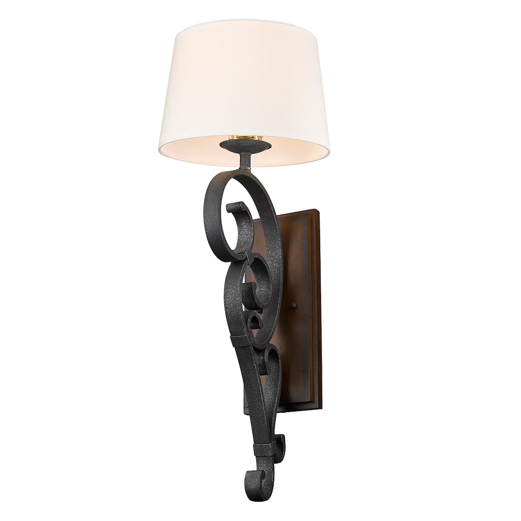 Madera Large 1 Light Wall Sconce (Plug-in or Hardwire) - Black Iron