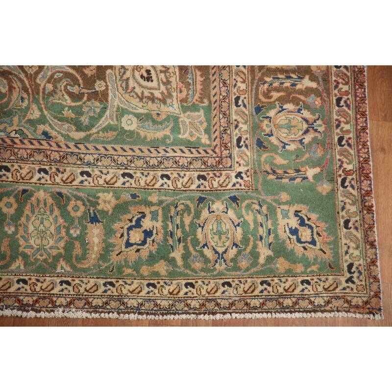 Hand Knotted Oriental 100% Wool Carpet Traditional Floral Oranges & Rust Mashad Area Rug - 12' 3'' X 9' 1''