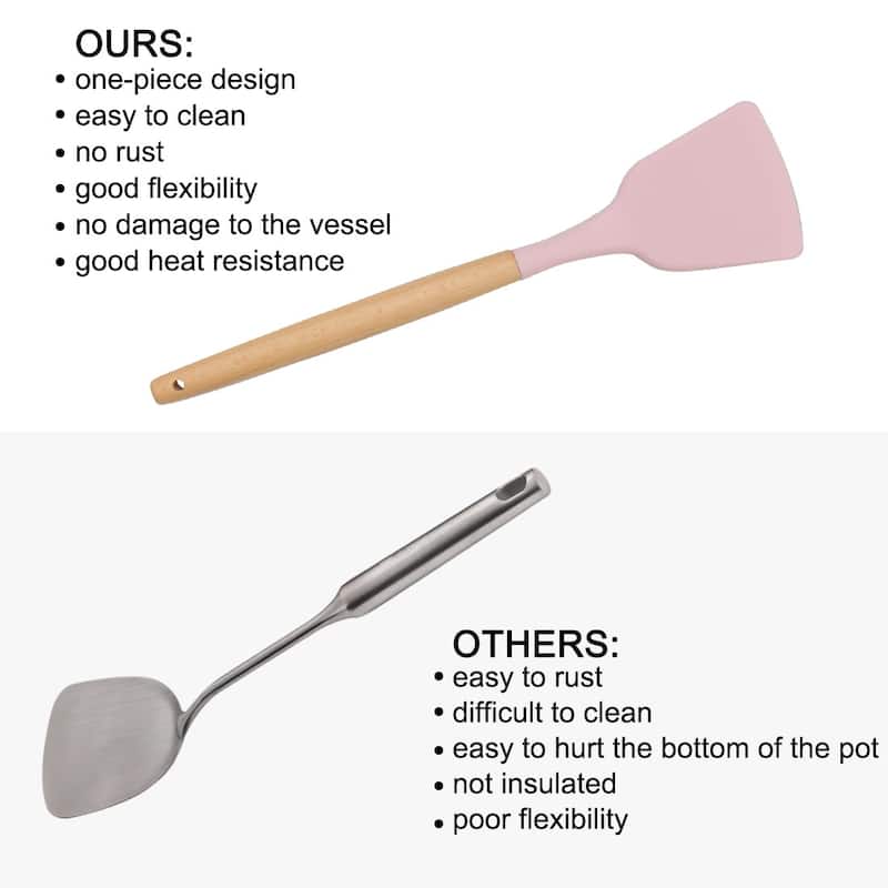 Silicone Turner Spatula Heat Resistant Non-scratch - 12.6" x 3.1"(L*W)