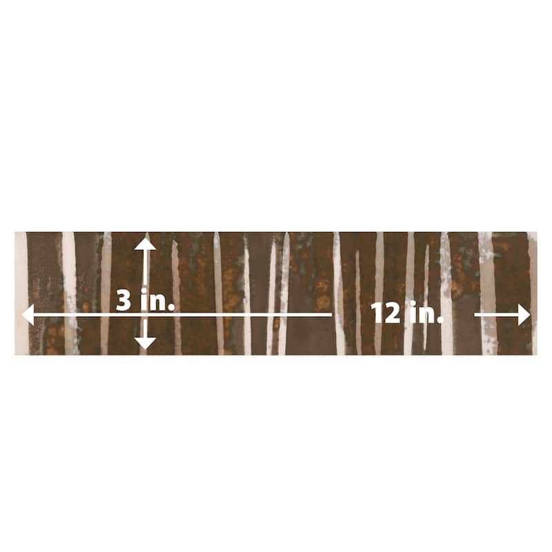 Merola Tile Joliet Prisma Dark Amber 3" x 12" Fluted Ceramic Wall Tile