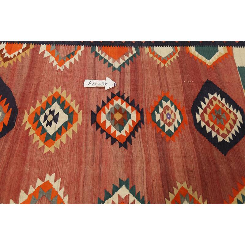Vegetable Dye Kilim Qashqai Persian Rug Hand-Woven Vintage Wool Carpet - 4'4"x 6'6"