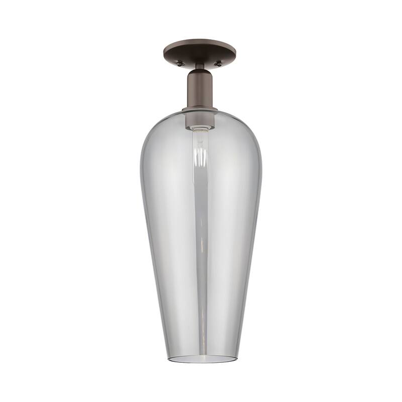 Innovations Lighting 716-1C-21-8 Chelsea Semi-Flush Chelsea 8" Wide - Oil Rubbed Bronze / Light Smoke Deco Swirl