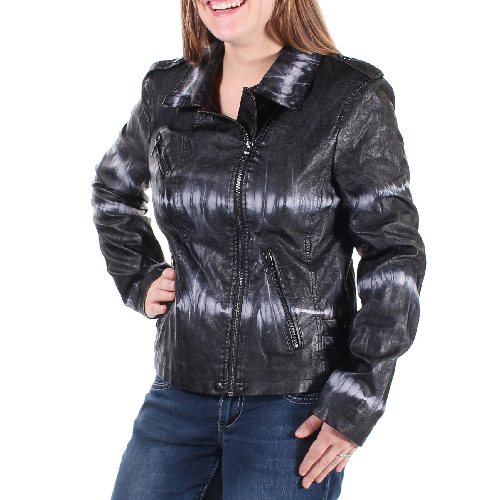 Shop Bar Iii 120 Womens 1523 Black Acid Wash Casual Jacket M B B