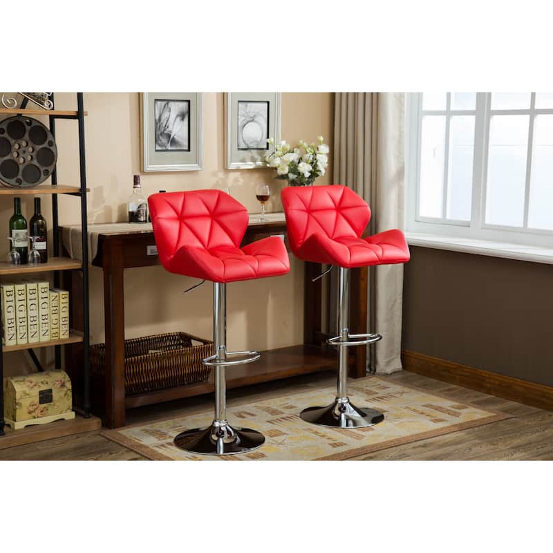 Roundhill Furniture Glasgow Height-adjustable Tufted Faux Leather Bar Stools (Set of 2)