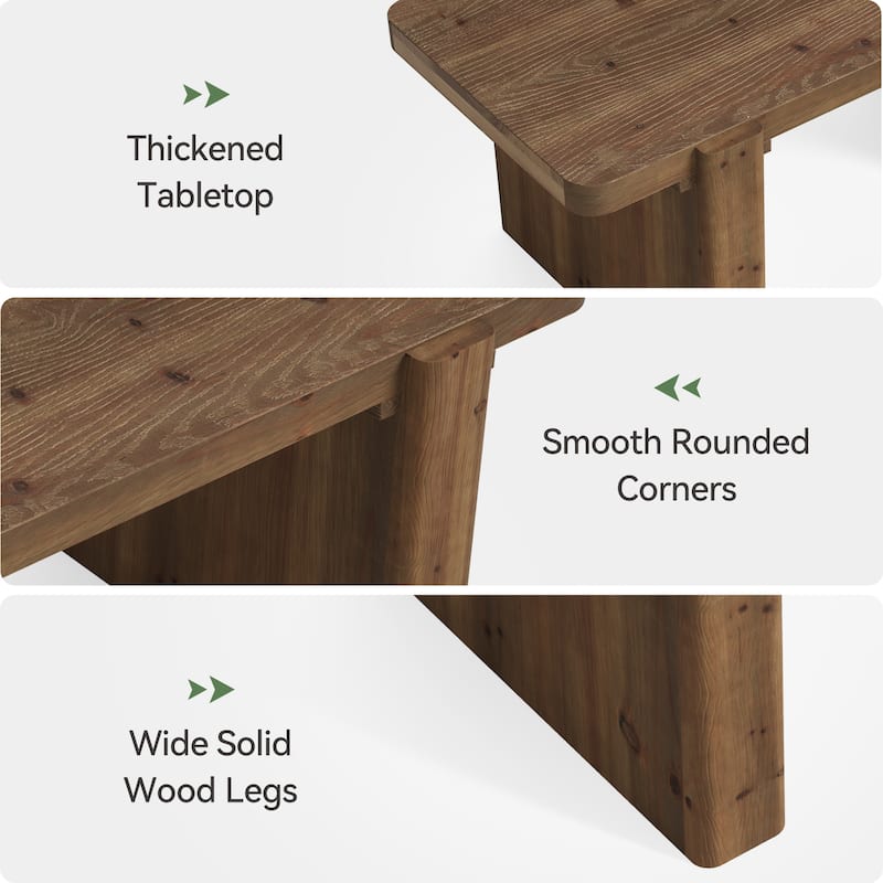 47-Inch Coffee Table, Farmhouse Solid Wood Center Table