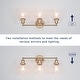 preview thumbnail 8 of 10, Cionar Mid-century Modern Gold 3-Light Bathroom Vanity Lights with Clear Bell Glass for Powder Room - L21.5"x W7.5"x H 10"