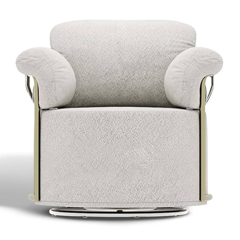 Modern Swivel Boucle Accent Chair Lounge Chair with Gold Metal Base