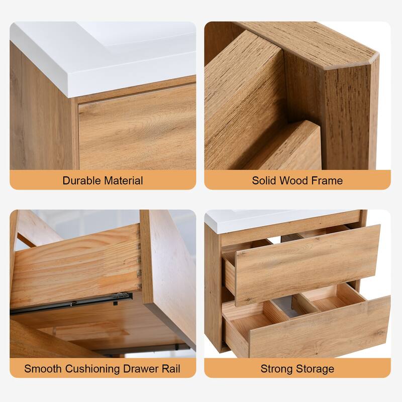 Prismella 24" 30'' Wall Mounted Bathroom Vanity with Top, Floating Cabinet Sink Combo