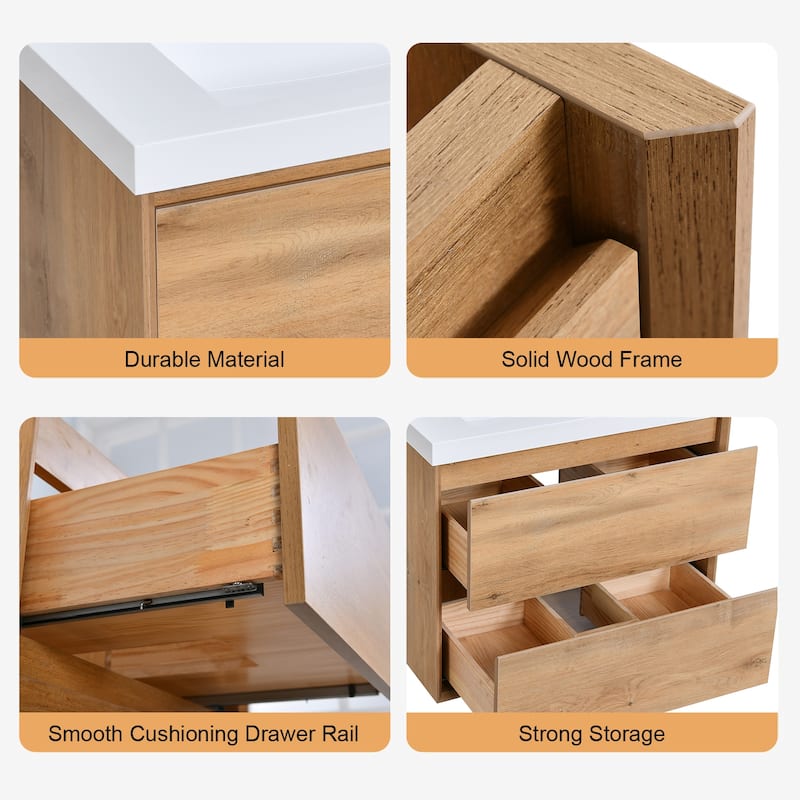 Prismella 36" 48'' Wall Mounted Bathroom Vanity with Top, Floating Cabinet Sink Combo