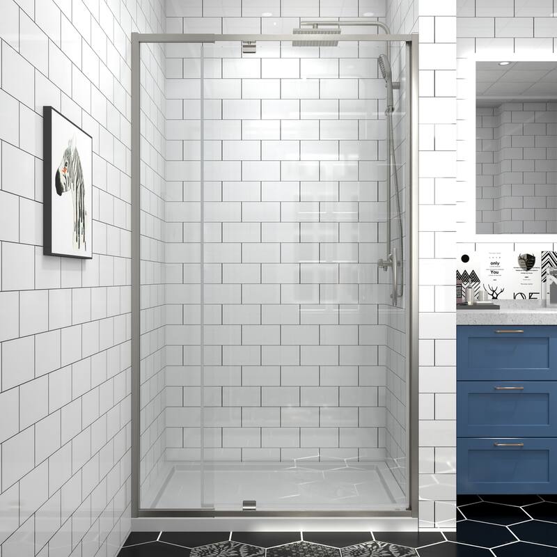 Modland 42''/48''/54''/60''W x 71''H Frameless Pivot Swing Shower Door Enclosure with 1/4" SGCC Tempered Glass Door