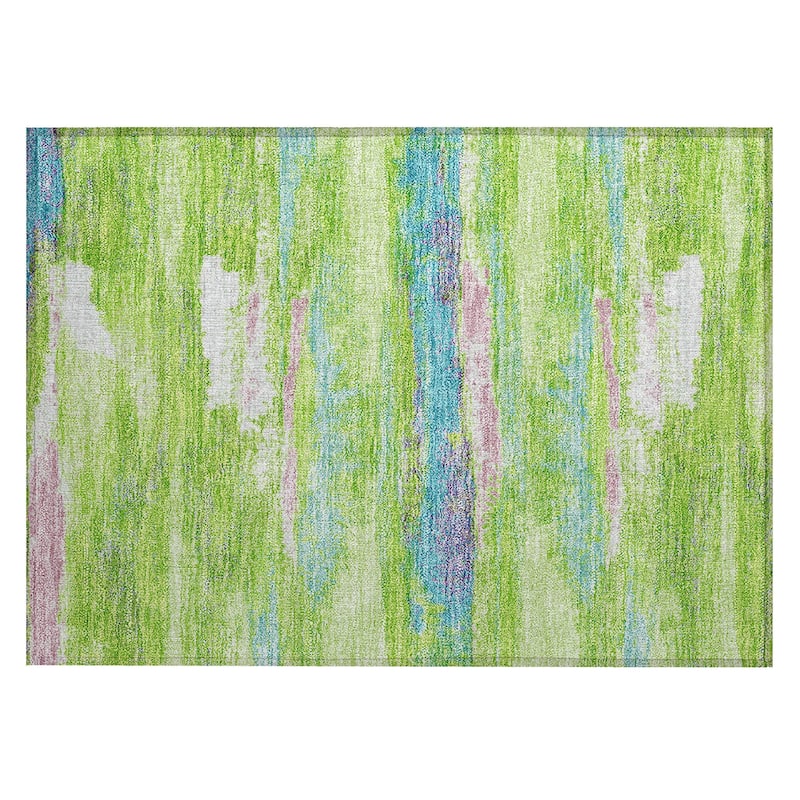Machine Washable Indoor/ Outdoor Abstract Modern Chantille Rug