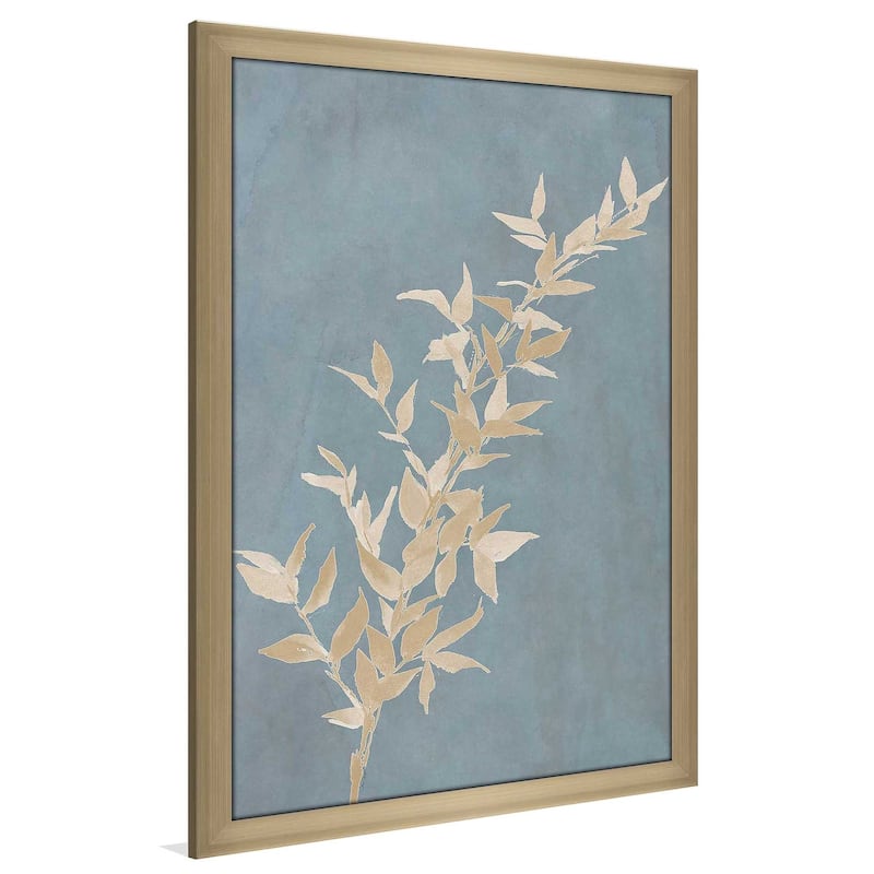 "Tan Leaf on Blue II (Vertical)" Print on Acrylic