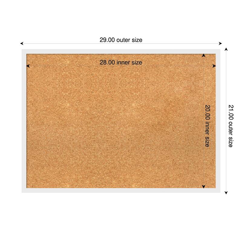Incline White Wood Framed Cork Board - Bulletin Board, Organization Board, Pin Board - Natural - 29 x 21 in