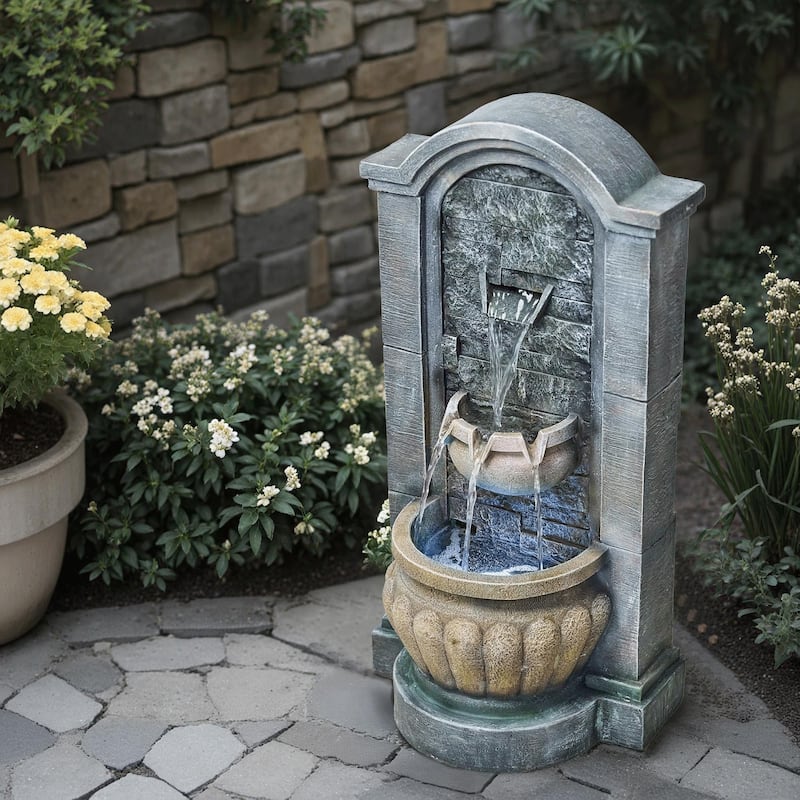 European Style Outdoor 3-Tiered Freestanding Weather Resistant Garden Fountain