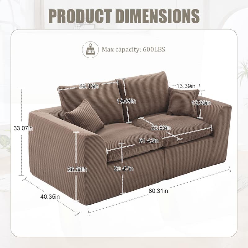 Modular Sectional Sofa Cloud Couch,Comfy Cloud Modern Sofa