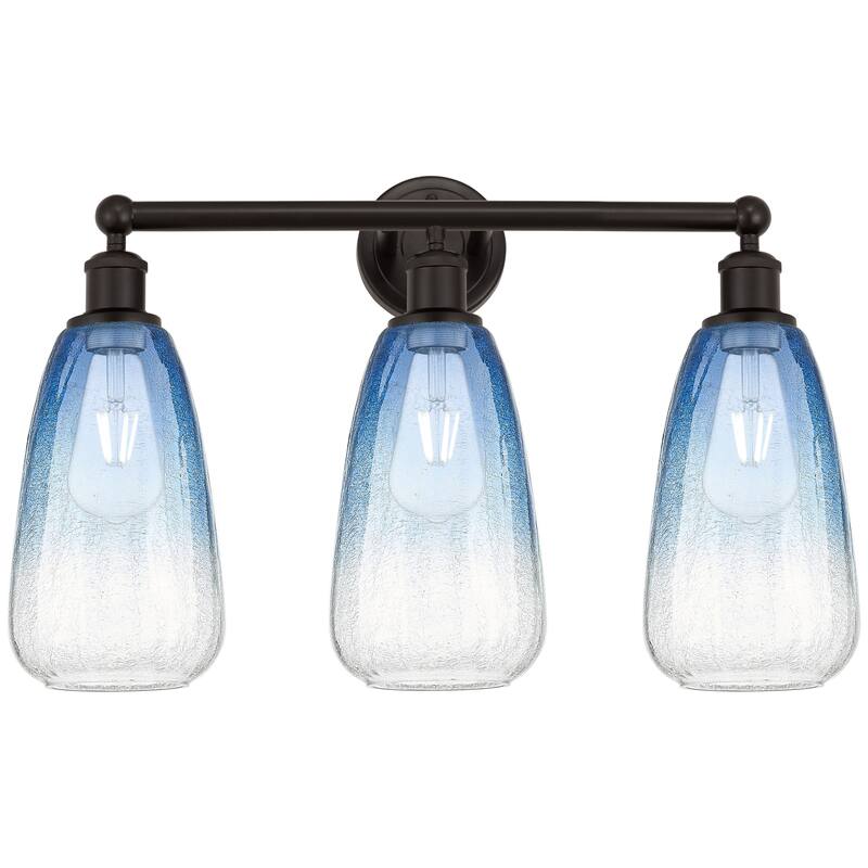 Innovations Lighting Endless Possibilities Edison - Brookhaven Almond - 3 Light 24" Bath Vanity Light - Oil Rubbed Bronze/Sapphire Blue