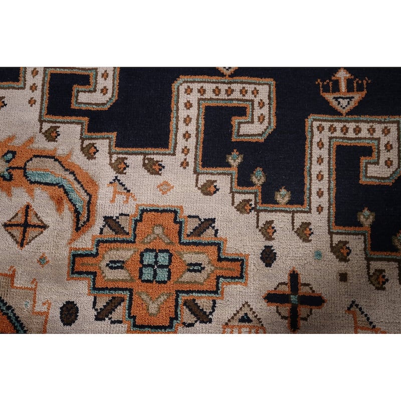 Palace Size Geometric Viss Indian Large Area Rug Handmade Wool Carpet - 11'11"x 17'8"