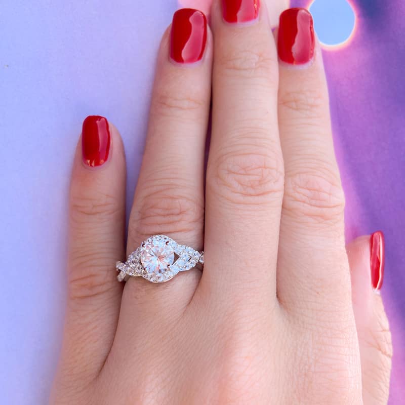 Miadora Sterling Silver Created White Sapphire Ring