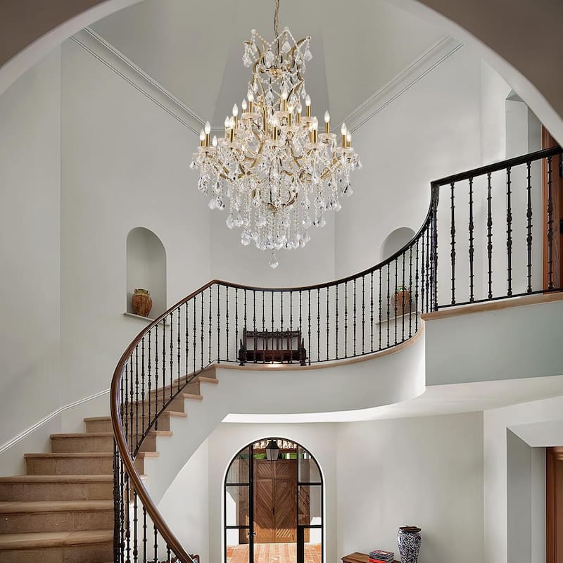 KAYLA Large Crystal Chandelier-12/24-Light Chandelier Light Fixture Modern Maria Theresa Crystal Chandeliers