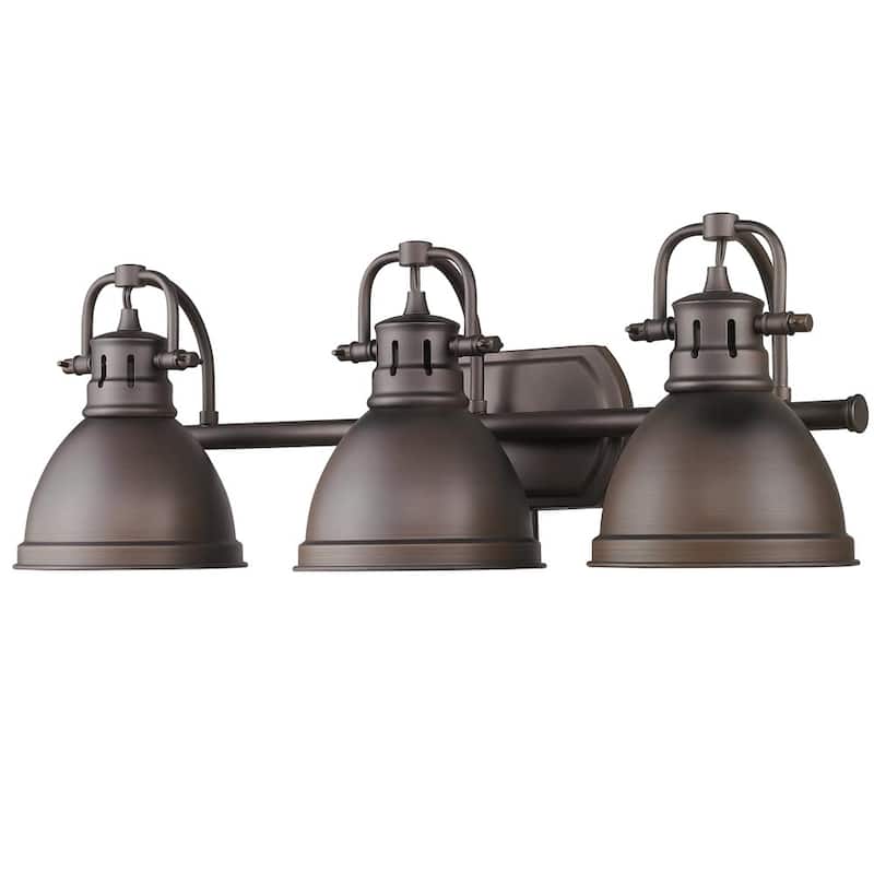 Golden Lighting Duncan Rubbed Bronze Steel 3-light Bath Vanity - 8.25" L x 24.5" W x 8.5" H