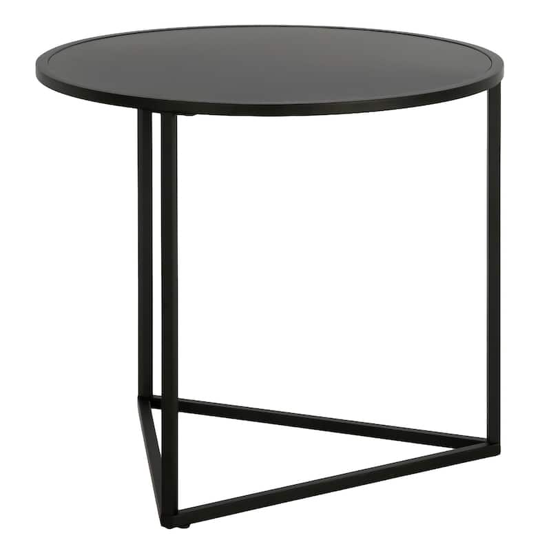 Black Steel Round End Table with Sled Base for Living Room Use - 24” x 24” x 22” (D x W x H)