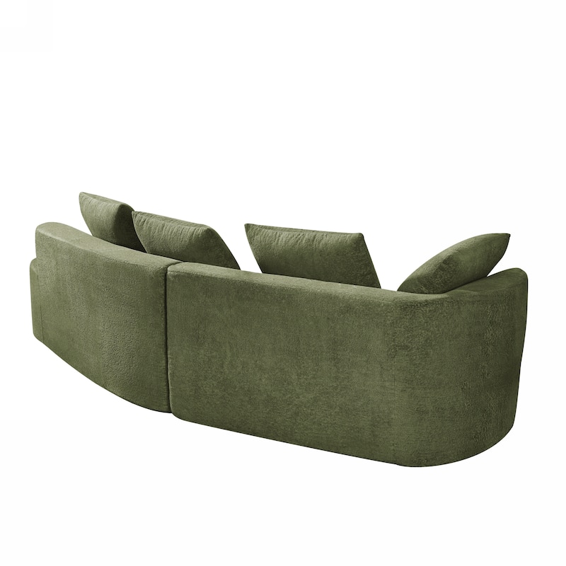 Roomfitters 116" Modern Curved 2-Piece Sectional Sofa with Chaise Lounge, Comfy Upholstery for Living Room