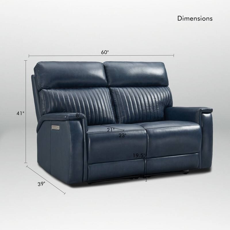 Genuine Leather Reclining Loveseat with Triple Power Adjustable Headrest, Lumbar Support, Zero Gravity, USB & USB-C Ports