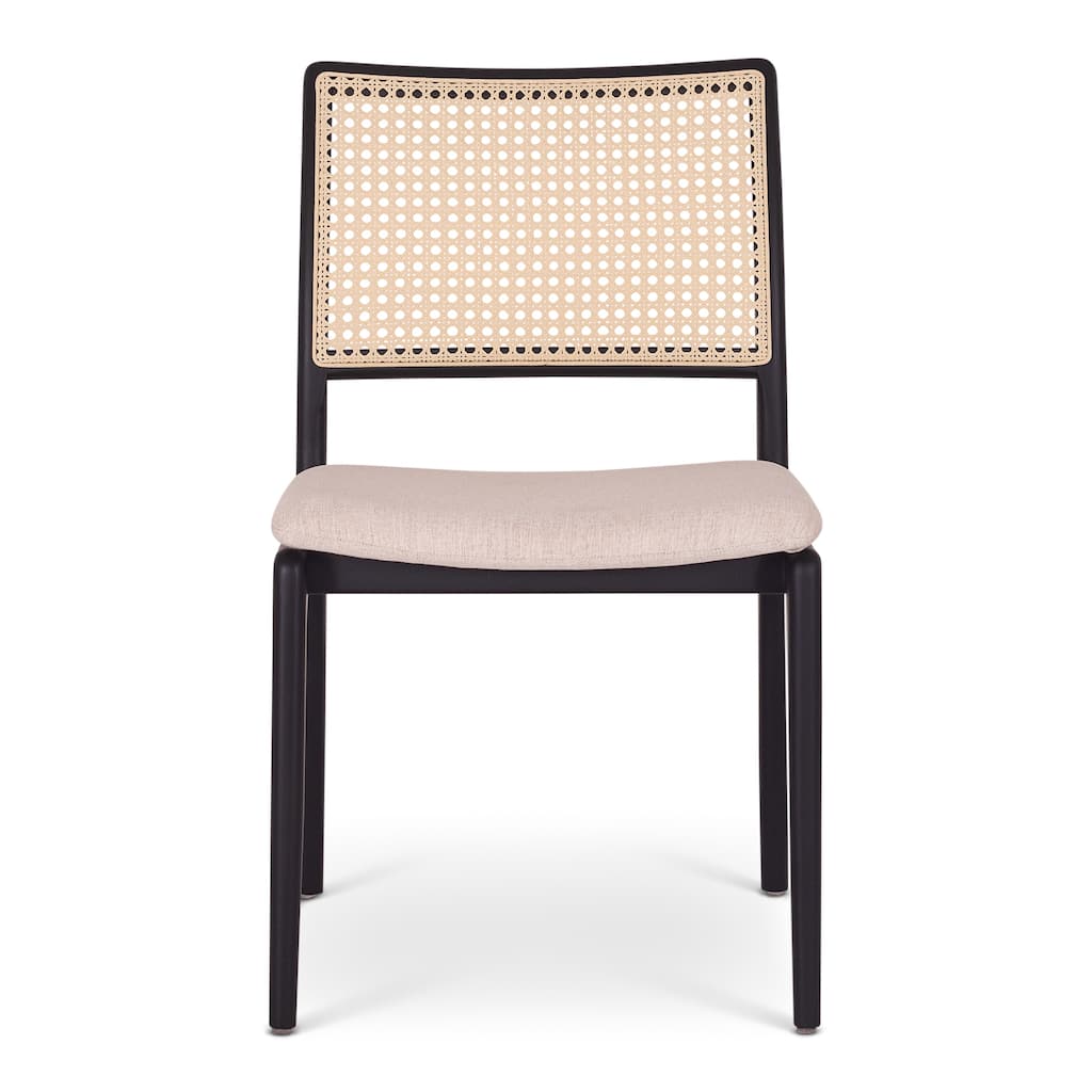 Modern Brazilian - Charlotte - Cane Side Chair - Medley Ivory Seat - Ebano Frame - Natural Cane Webbing