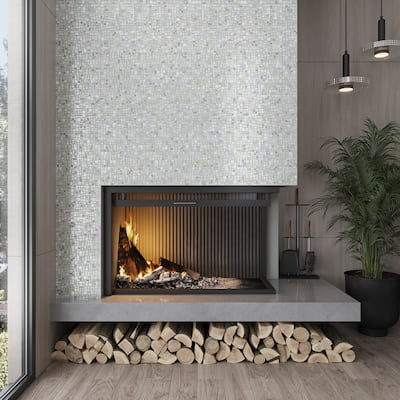 Apollo tile 12" x 12" Majeste Glossy Pearl White Glass Tile (10.85 sq ft/case) - 10 Pack