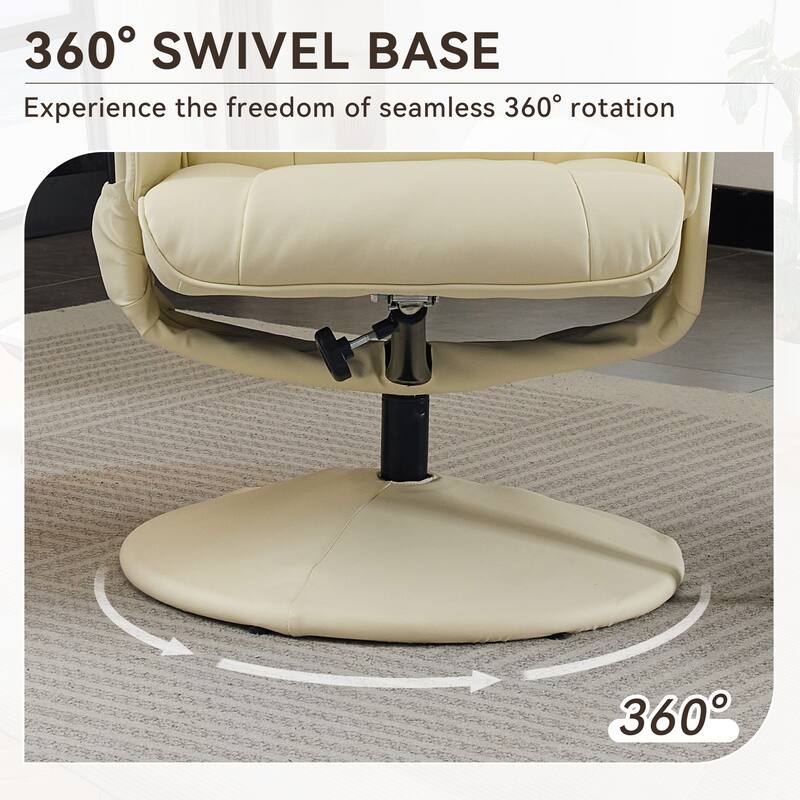 Recliner Chair with Ottoman - Beige