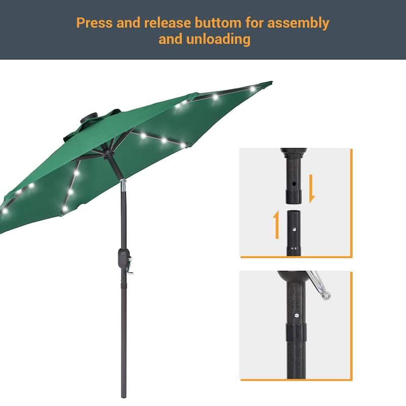 LIVOOSUN Patio 7.5 FT LED Market Umbrella,Table Umbrella w/Tilt Button
