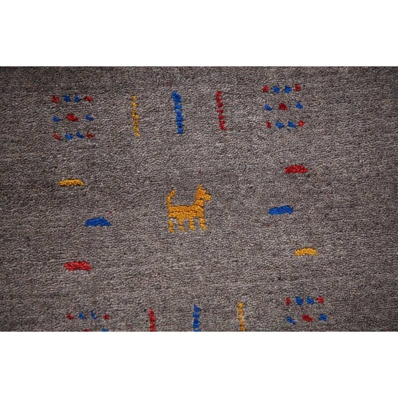 Gray Tribal Gabbeh Oriental Handmade Wool Carpet - 9'0" x 12'0"